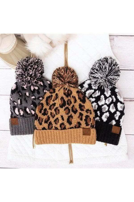 CC Leopard Pom Beanie - SwagglyLife Home & Fashion